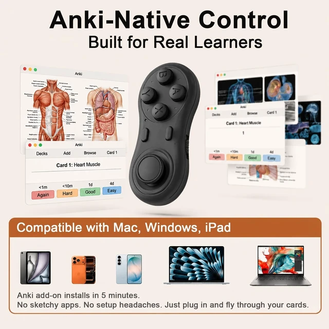 Alt view image 5 of 5 - Remote for Anki Clicker 16H Flashcard Study Device Controller