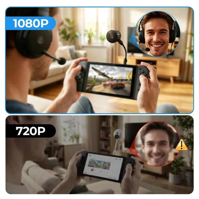 Alt view image 2 of 5 - DGBOSEN Switch 2 Camera,HD 1080P USB C Webcam Support Plug and Play,360 Flexible Angle Adjustment with Detachable USB C Cable and Privacy Sliding Lens Cover