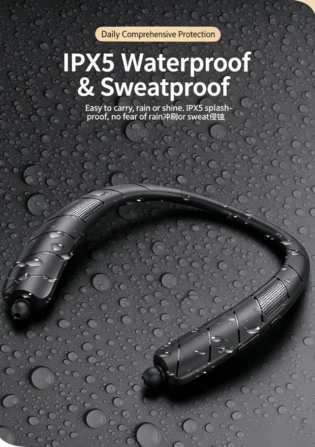 Alt view image 3 of 5 - MZQYRVK 2 in 1 Retractable Neckband Bluetooth Headphones, IPX5 Waterproof Wearable Neck Speaker Earbuds, Bluetooth 5.0 Sports Wireless Earphones 48H Playtime for Running Gym Outdoor