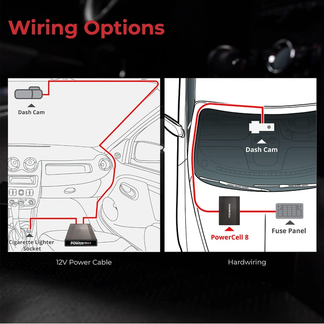 Alt view image 4 of 5 - BlackboxMyCar PowerCell 8 Dash Cam Battery Pack (with Spliced Hardwiring Kit for Thinkware Dash Cams)