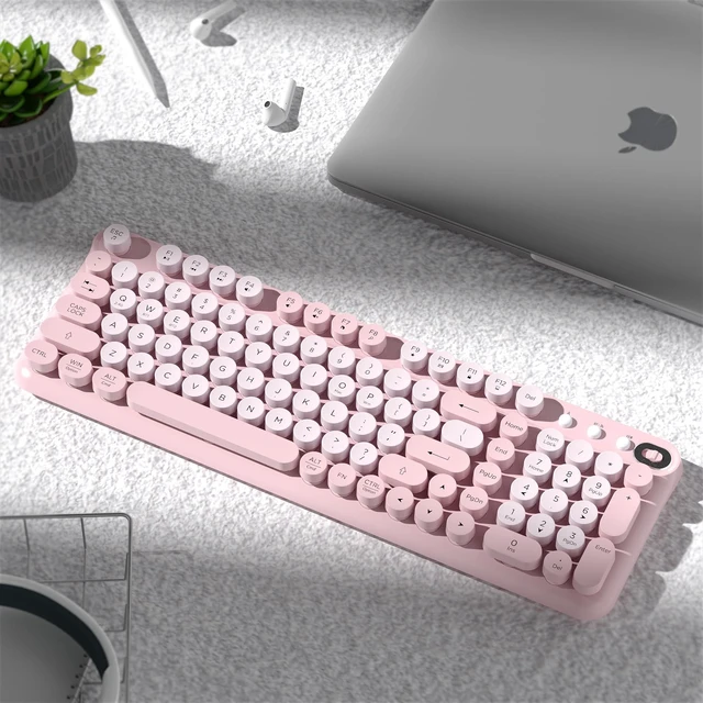 Alt view image 2 of 5 - Links9+ Wireless Bluetooth Keyboard, 2.4GHz Receiver(Pink)