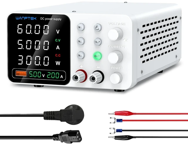 Main image of WANPTEK DC Power Supply Variable 060V 05A, Adjustable Switching Regulated Bench Power Supply with Memory Preset, Lock Key, OCP Protection, USB Fast Charging for Laboratory/Electronic Repair