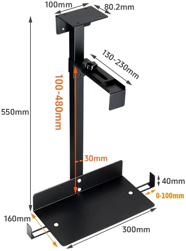 Alt view image 2 of 5 - Under Desk Leg PC Mount,Adjustable Height and Width,CPU Holder Under Desk Table Beam PC Mount Bracket Computer Tower Wall and Under Counter Holder