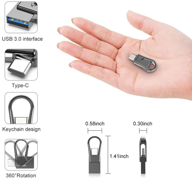 Alt view image 4 of 5 - 128GB USB C Flash Drive, 2-in-1 USB 3.0 Thumb Drive, Dual USB Memory Stick Pen Drive for Type-C Android Smartphones Tablets and New MacBook, Black