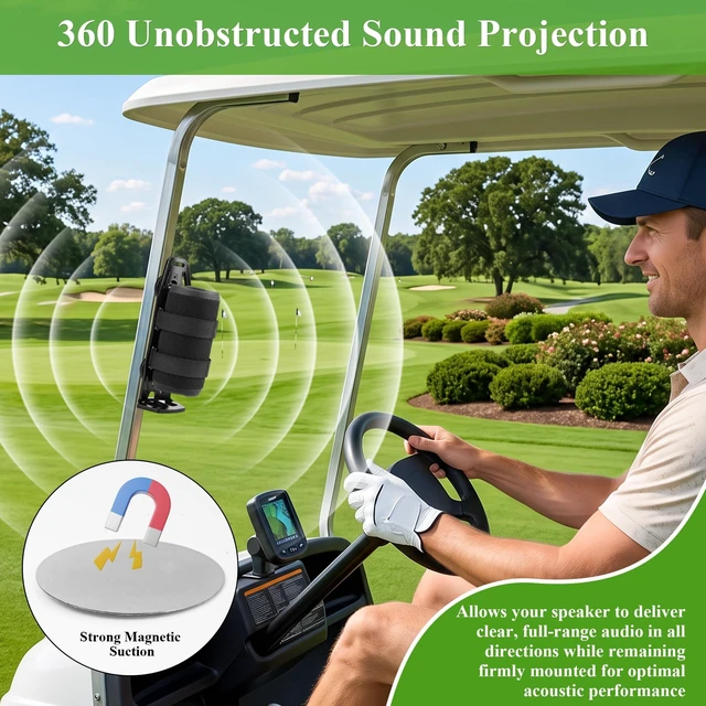 Alt view image 2 of 5 - ellrkr Magnetic Speaker Mount with Adhesive Metal Plates - Adjustable Strap Holder for Golf Cart, UTV, ATV, Boat ^^ Fits JBL Charge 5/6, Flip 5/6/7 ^^ Universal Fit for Non-Magnetic Surfaces