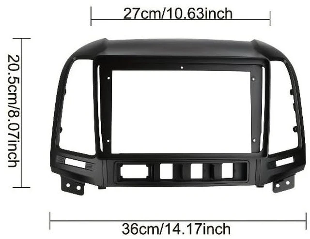 Alt view image 2 of 5 - 9 Inch Car Radio Fascia Fit for Santafe 2006-2012 Left Hand Drive Double Din Dash Mount Trim Kit Stereo GPS DVD Player Installation Panel Frame Bezel (Black,9inch)