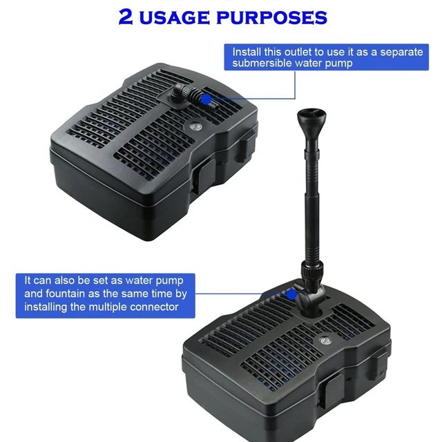 Alt view image 4 of 5 - COODIA 660GPH Submersible Pump Pond Fountain with Inside Filter and RGB Colorful LED Light, Multiple Water Fountain Spray Nozzles Kit for Garden PondIndoor and Outdoor Landscape (Fountain+U-V bulb)
