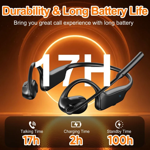 Alt view image 4 of 5 - Open Ear Wireless Bluetooth Headset with USB Dongle for PC, AI Noise Cancelling Mic, Air Conduction Headphones with Microphone Boom, Bluetooth 5.3 Headset for Call Office Remote Work Sports Dri