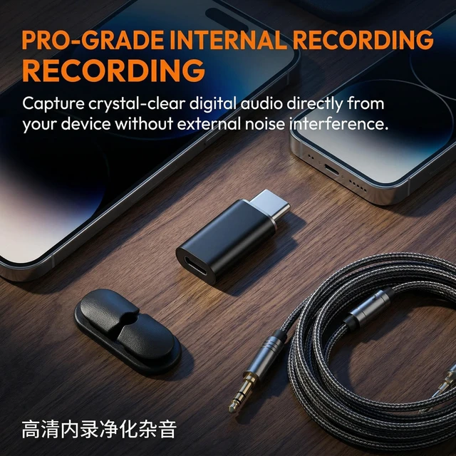 Alt view image 5 of 5 - Hrua Mic Blocker Internal Recording Adapter (Lightning)