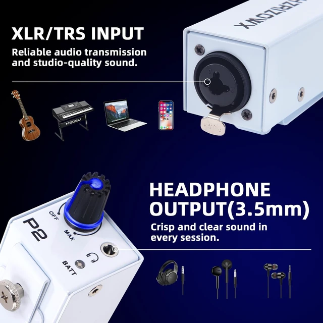 Alt view image 4 of 5 - P2 Portable in-Ear Monitor Amplifier,Personal Headphone AmpWhite