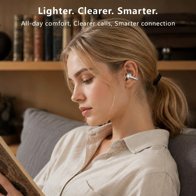 Alt view image 2 of 5 - UDFINE Open Ear Earbuds, Clip-on semi-Open Design fits All Ear Shapes, Lightweight Wireless Headphones with ENC Noise Cancellation, Bluetooth 6.0, IPX5 Waterproof, FlexClip (White)