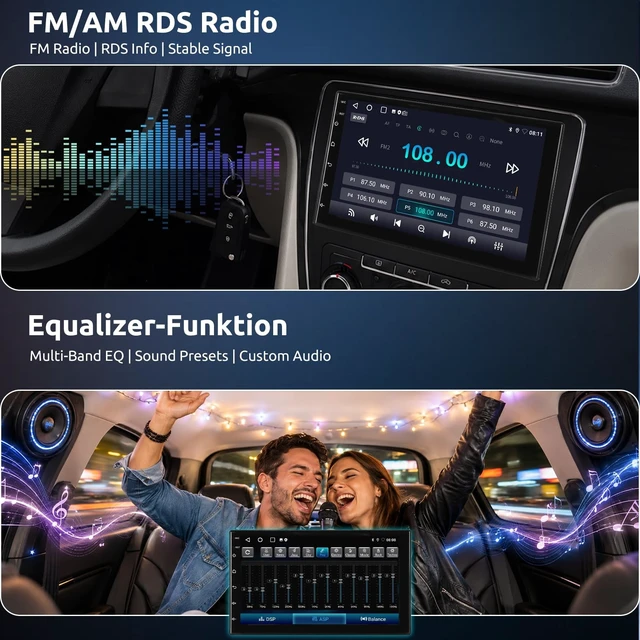 Alt view image 5 of 5 - ESSGOO 4+64G Android15 Double Din Car Stereo Wireless CarPlay&Android Auto