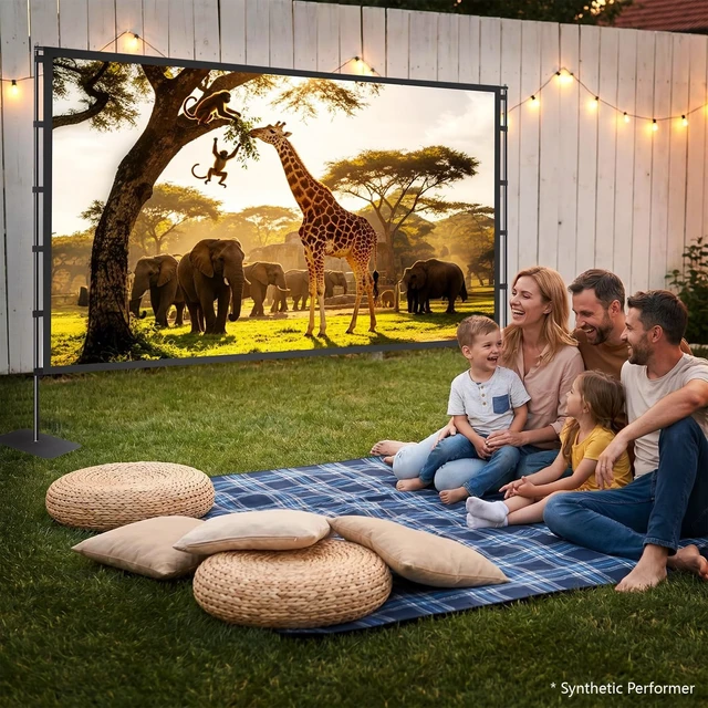 Alt view image 5 of 5 - 120 inch Outdoor Projector Screen with Stand, Portable Projector Screen