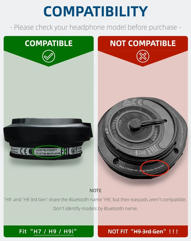Alt view image 2 of 5 - Awsyhom Replacement Ear Pads for Beoplay H7/H9/h9i (Black)