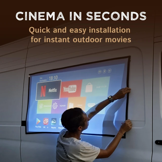 Alt view image 4 of 5 - Magnetic Outdoor Projector Screen - Portable HD Projector Screen, 16:9 Aspect Ratio, 1080 Compatible, Foldable Camping White Screen for Van, SUV, Car - Outdoor Movies (White, Small (60 inch))