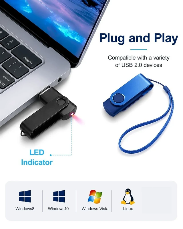 Alt view image 2 of 5 - 4GB USB Flash Drive 10-Pack,DGsolo Blue/Black Thumb Drives + 10 Lanyards