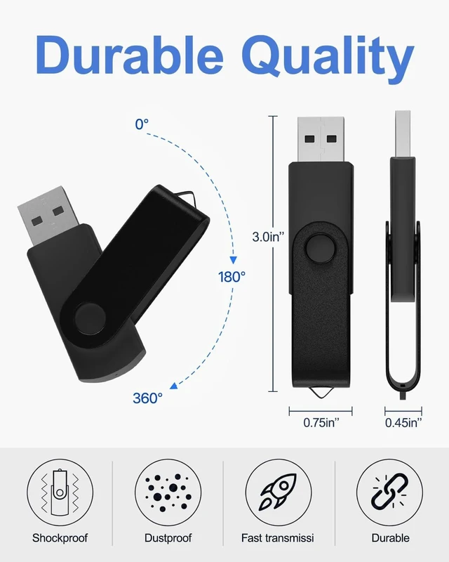 Alt view image 3 of 5 - 4GB USB Flash Drive 10-Pack,DGsolo Blue/Black Thumb Drives + 10 Lanyards