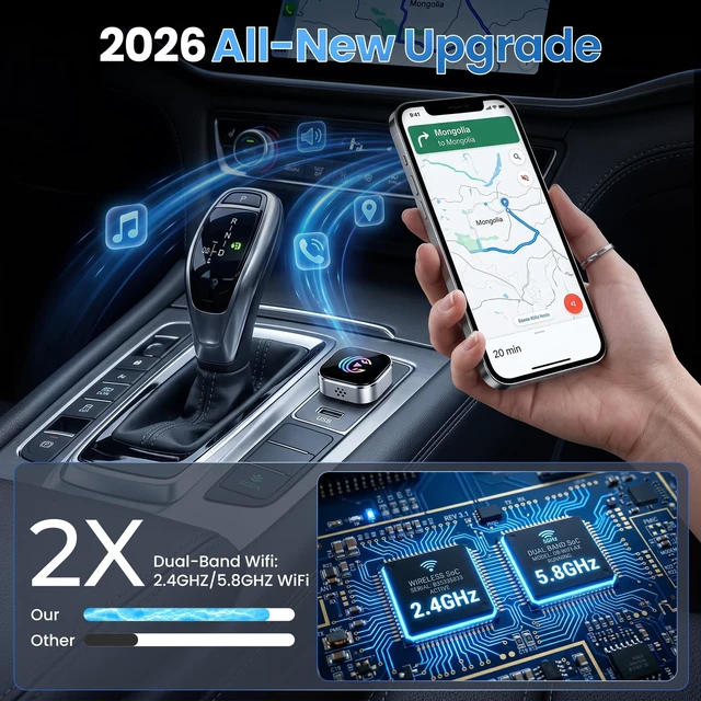 Alt view image 5 of 5 - Wireless CarPlay Adapter & Android Auto Wireless Adapter, Stable Connection