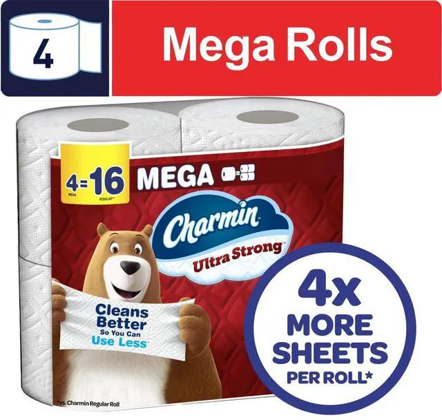 Main image of Charmin Ultra Strong Toilet Paper 4 Mega Rolls, 220 Sheets Per Roll