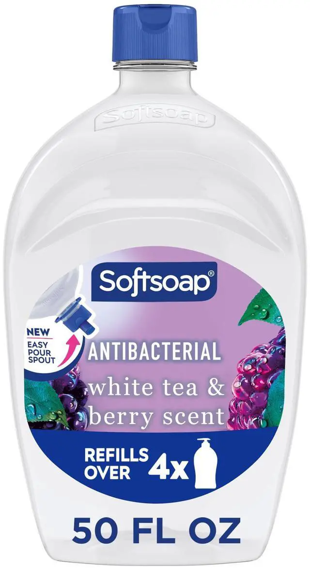 Alt view image 2 of 6 - Softsoap Antibacterial Liquid Hand Soap, New Easy Pour Spout, White Tea and Berry Scent, 50 fl oz