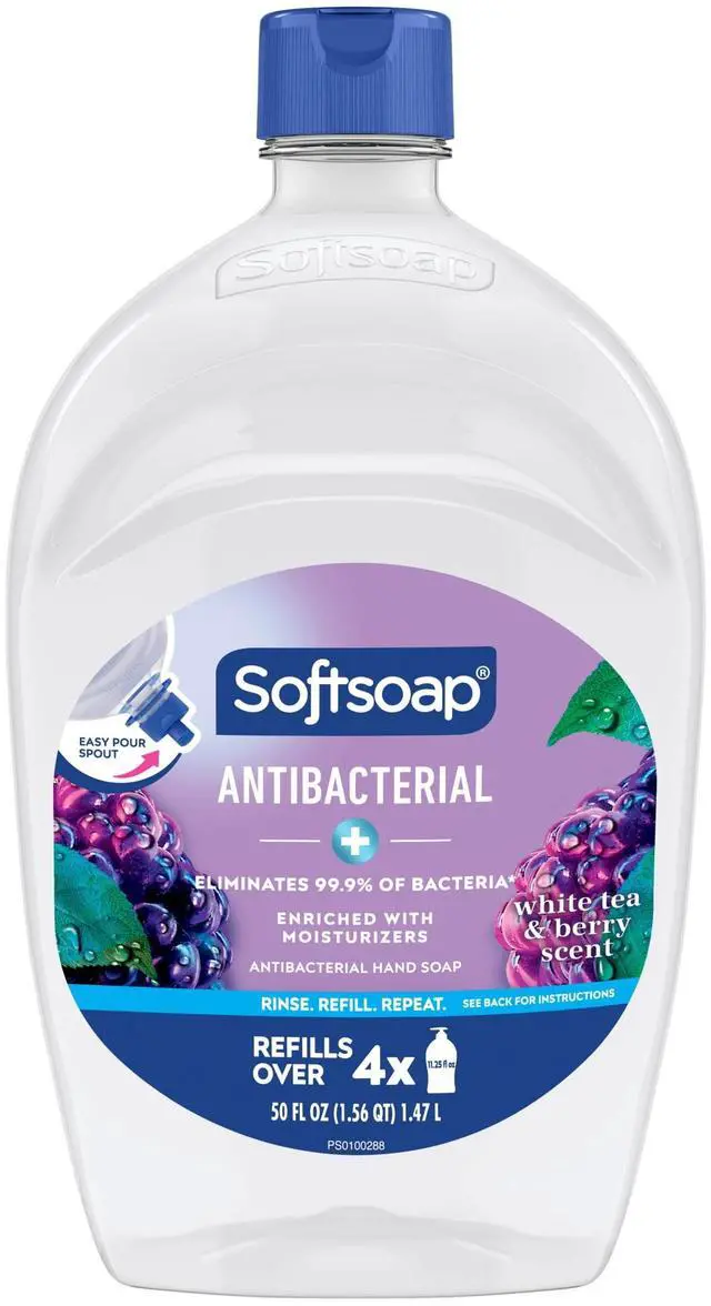 Alt view image 3 of 6 - Softsoap Antibacterial Liquid Hand Soap, New Easy Pour Spout, White Tea and Berry Scent, 50 fl oz