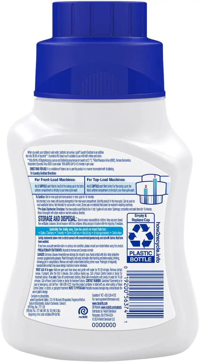 Alt view image 5 of 7 - Lysol Laundry Sanitizer Additive, Sanitizing Liquid for Clothes & Linens, Crisp Linen Scent, 21 oz Household Laundry Sanitizing Supply