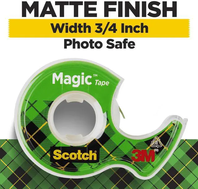 Alt view image 3 of 7 - Scotch Magic Tape Dispenser, Clear, ¾ in. x 325 in., 3 Dispensers, Invisible Matte Office Adhesive Tape Set