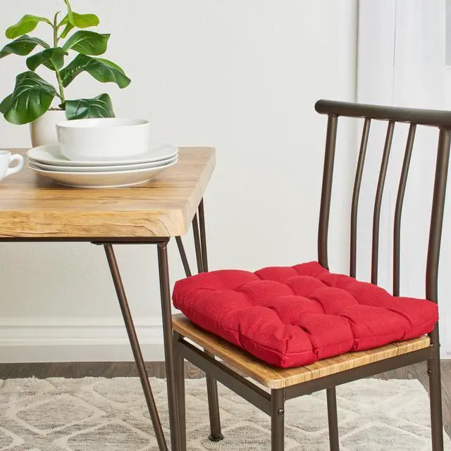 Main image of Mainstays Textured Chair Seat Pad, Red Chair Cushion, 1Piece, 15.5" x 16", Soft Comfortable Chair Pad for Indoor Dining Chair