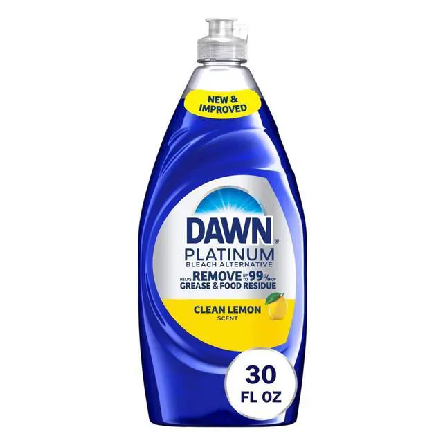 Alt view image 4 of 7 - Dawn Platinum Dish Soap, Bleach Alternative, Clean Lemon Scent, 30oz, HeavyDuty GreaseCutting Kitchen Dishwashing Liquid