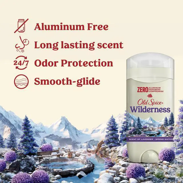 Alt view image 4 of 5 - Old Spice Aluminum Free Men's Deodorant, Invisible Solid Stick, Wilderness with Lavender, 3 oz
