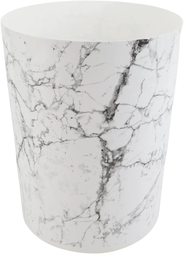 Main image of Mainstays 5 Gal White Marble Plastic Open-Top Bathroom Trash Can Garbage Bin