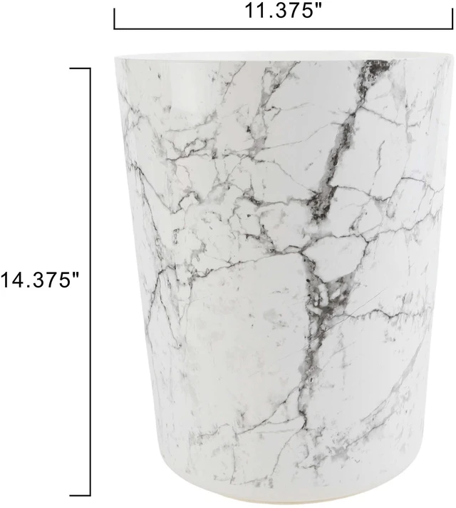 Alt view image 4 of 5 - Mainstays 5 Gal White Marble Plastic Open-Top Bathroom Trash Can Garbage Bin
