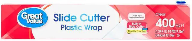 Main image of Great Value Plastic Wrap with Slide Cutter, 400 sq ft