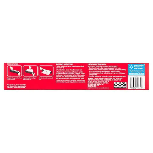 Alt view image 4 of 6 - Great Value Plastic Wrap with Slide Cutter, 400 sq ft