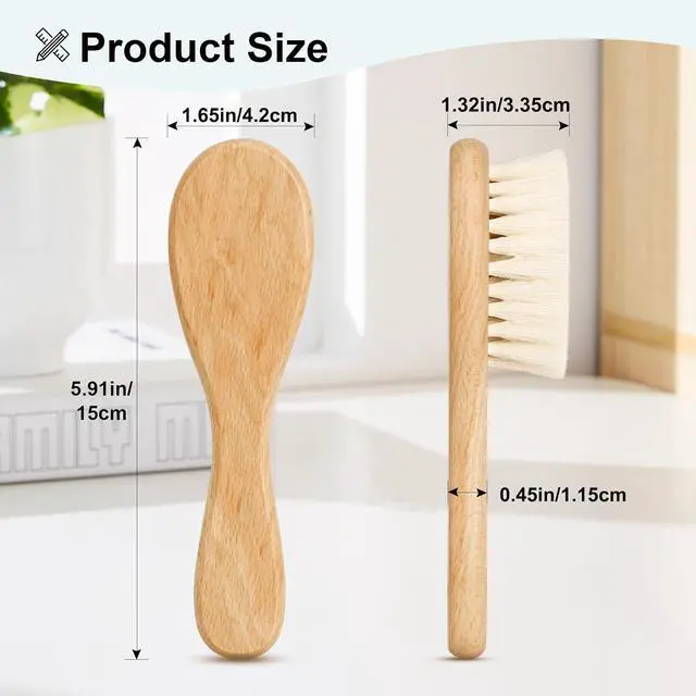 Alt view image 4 of 5 - Baby Hair Brush and Purple Cradle Cap Brush Set for Newborns and Toddlers, Wooden Baby Hair Brush Set with Soft Goat Bristle, Baby Hair Care Kit 2PCS