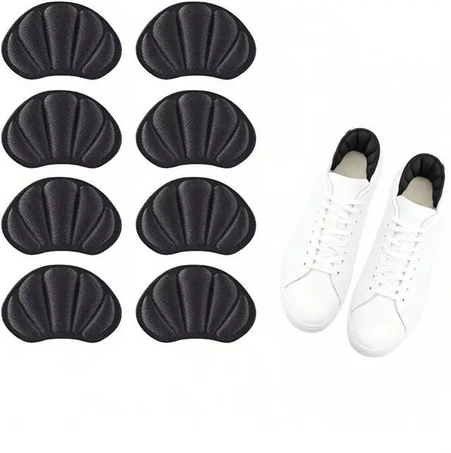 Main image of Back of Heel Cushion Inserts, Mesh Self-Adhesive Grips Pads, Reusable Adhesive Heel Guards Liners for Boots, Loose Shoes Too Big, Improve Shoe Fit for Women Men 8 Pcs - Black
