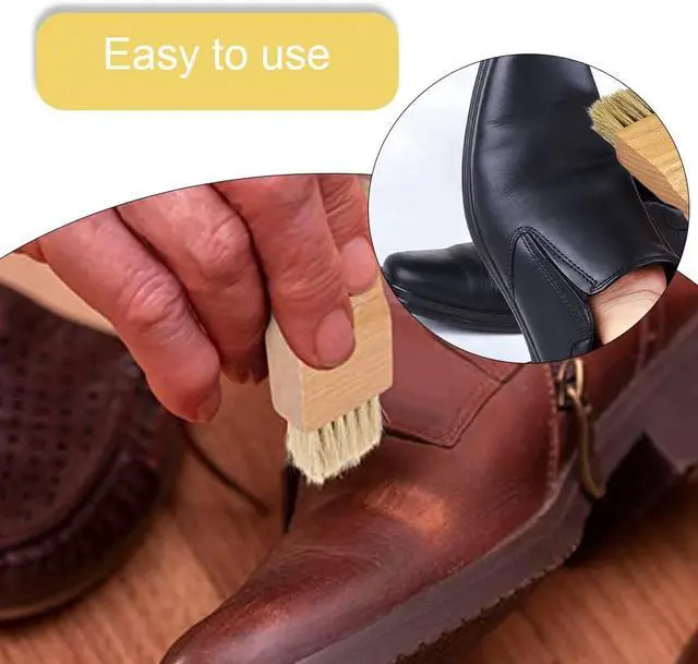 Alt view image 5 of 5 - 2 Pcs Shoe Polish Applicator Brushes Small Shoe Cleaning Brushes Wooden Handle Shine Shoes Brushes for Leather Boots Shoes Bags
