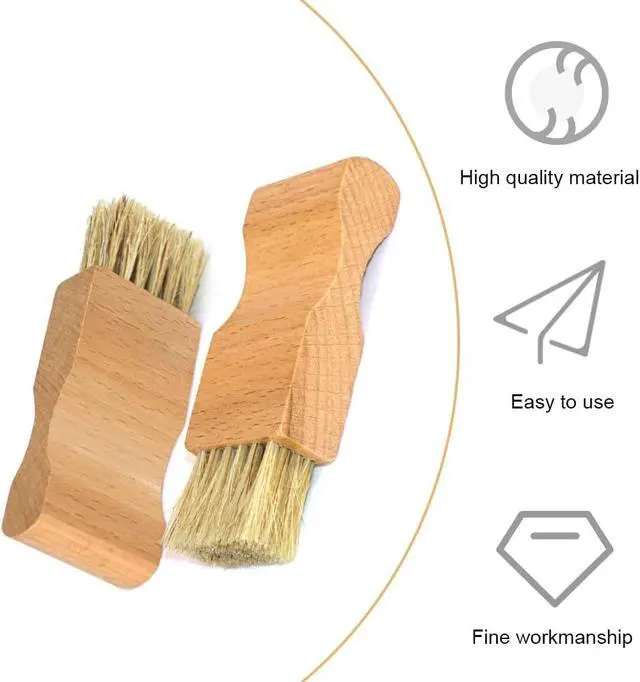 Alt view image 4 of 5 - 2 Pcs Shoe Polish Applicator Brushes Small Shoe Cleaning Brushes Wooden Handle Shine Shoes Brushes for Leather Boots Shoes Bags