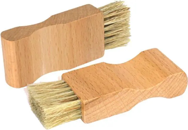 Alt view image 3 of 5 - 2 Pcs Shoe Polish Applicator Brushes Small Shoe Cleaning Brushes Wooden Handle Shine Shoes Brushes for Leather Boots Shoes Bags