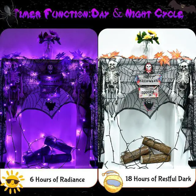 Alt view image 5 of 5 - cshare Purple String Lights Battry Operated with Timer Waterproof, Halloween String Lights for Outside 16.4ft 50LED Indoor Outdoor Halloween Decorations Garland Party Patio Garden Yard Pathway