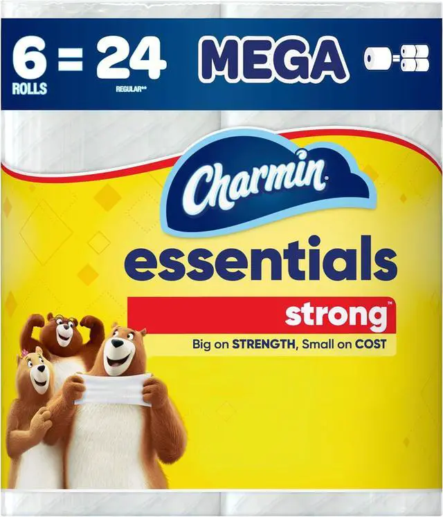 Alt view image 4 of 5 - Charmin Essentials Strong Toilet Paper 6 Mega Rolls, 429 sheets per roll