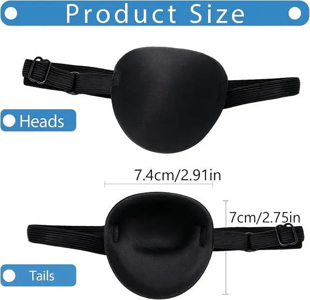 Alt view image 4 of 5 - enttgo Eye Patch,2Pcs Eye Patches for Adults,Adjustable Lazy Piratel Eye Patch for Left or Right Eyes, Reusable Eye Cover for Cosplay Pirate Costume