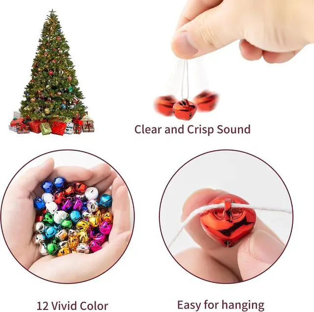 Alt view image 4 of 5 - 12 Colors Jingle Bells for Crafting, 60PCS Colorful Small Bell for Crafts, 0.59 Inch Bulk Christmas Bells for Home Decorations, Multi-Color Mini Jingle Bell for Pets and Party Decor
