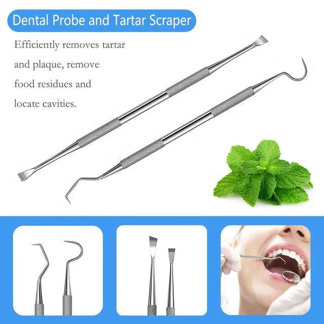 Alt view image 4 of 4 - Dental Tools, Professional Plaque Remover Teeth Cleaning Tool Kit, Stainless Steel Dental Pick Tartar Scraper Tooth Cleaner, Oral Care Hygiene Set for Dentist Personal Pets with Storage Box