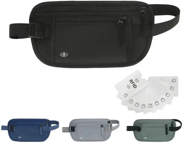 Main image of Money Belt for Travel, RFID Blocking, Hidden Money Belt, Passport Holder for Travel (Black)