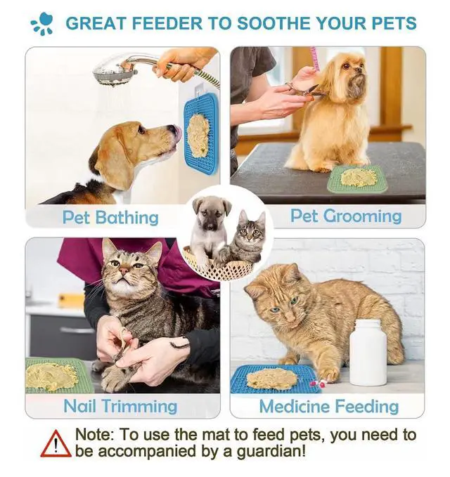 Alt view image 3 of 6 - Suction Cup Lick Mat for Dogs and Cats, 1 Pack Square Slow Feeder Lick Pad, Anxiety Relief & Boredom Dog Toy, Pet Bath Training Grooming Mat
