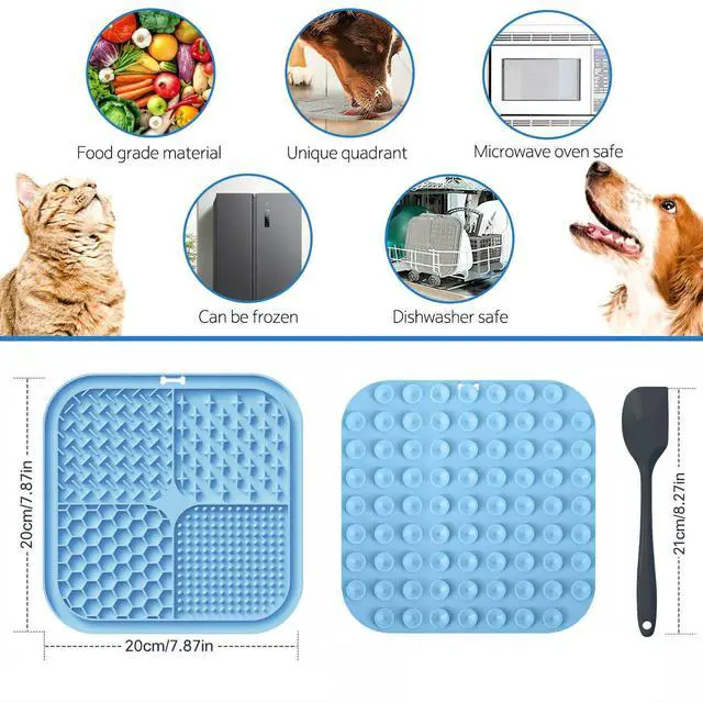 Alt view image 6 of 6 - Suction Cup Lick Mat for Dogs and Cats, 1 Pack Square Slow Feeder Lick Pad, Anxiety Relief & Boredom Dog Toy, Pet Bath Training Grooming Mat