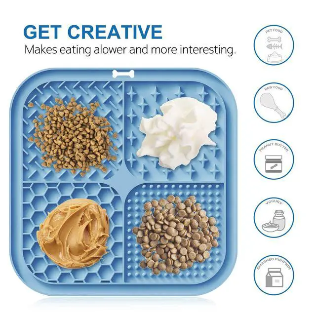 Alt view image 5 of 6 - Suction Cup Lick Mat for Dogs and Cats, 1 Pack Square Slow Feeder Lick Pad, Anxiety Relief & Boredom Dog Toy, Pet Bath Training Grooming Mat