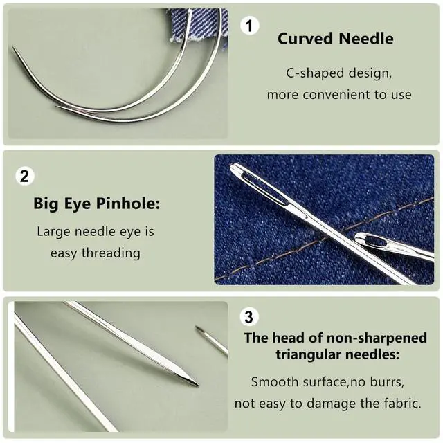 Alt view image 5 of 6 - Veroave 9-Piece Curved Sewing Needles for Upholstery