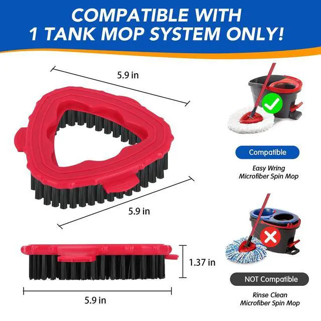 Alt view image 3 of 6 - Scrub Head For Easywring 1-Tank System, Hard Bristle Rotating Mop Scrub Brush Attachment For Tile, Bathroom, Kitchen, Deck And Floor Cleaning, 1-Pack